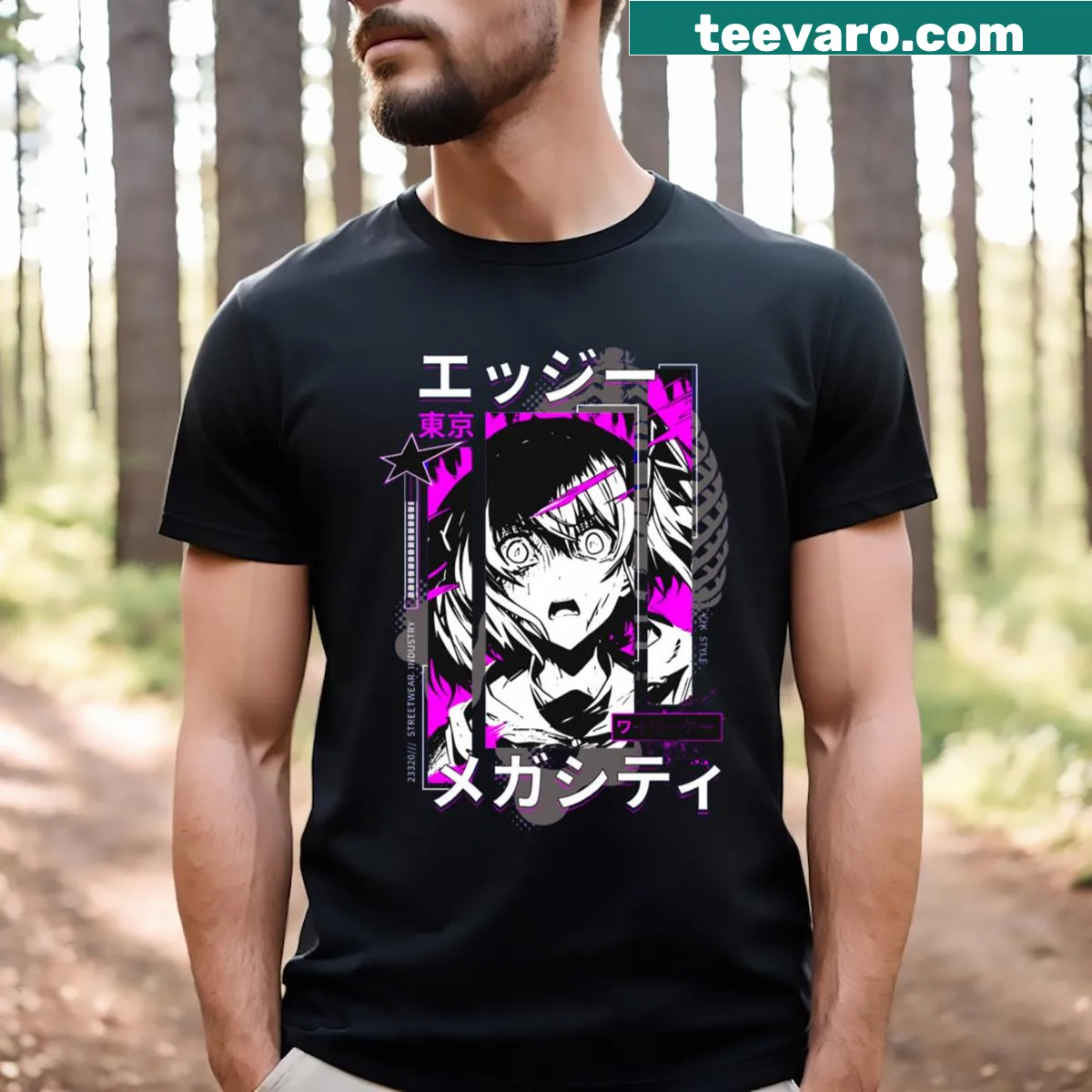 Illustration of a cheerful schoolgirl with books on a T-shirt — on a men's t-shirt