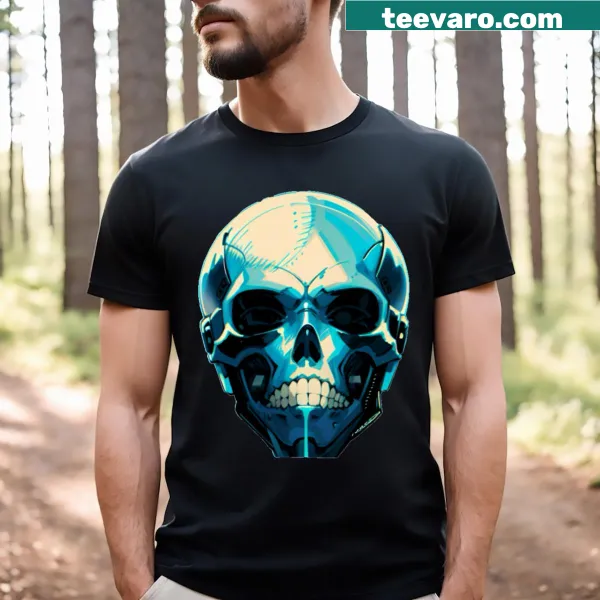 Glowing skeleton illustration on a spooky t-shirt
