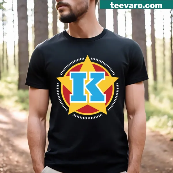 Patriotic Superhero Letter K T-shirt with stars and stripes