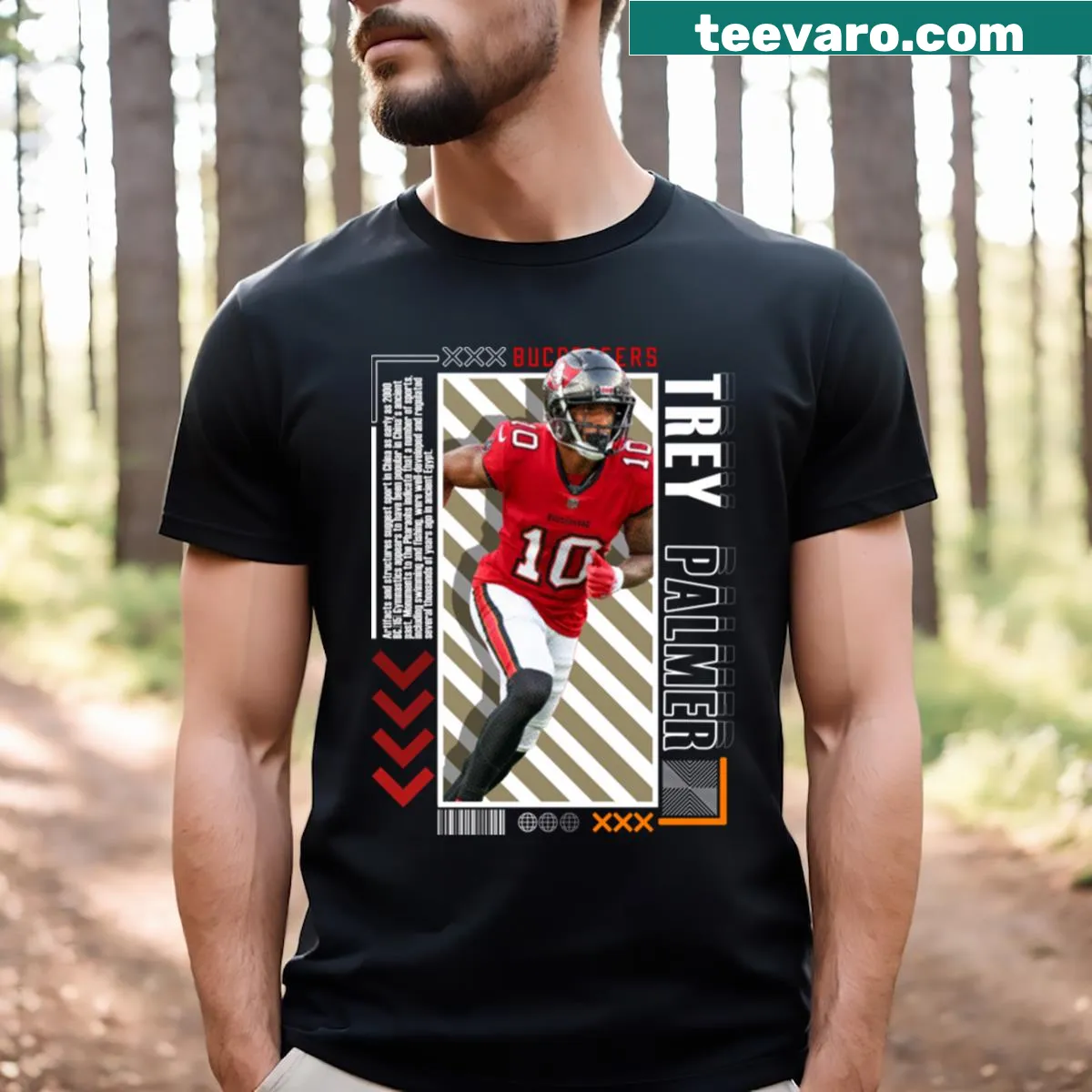 Illustration of Trey Palmer on a sports-themed t-shirt — on a men's t-shirt