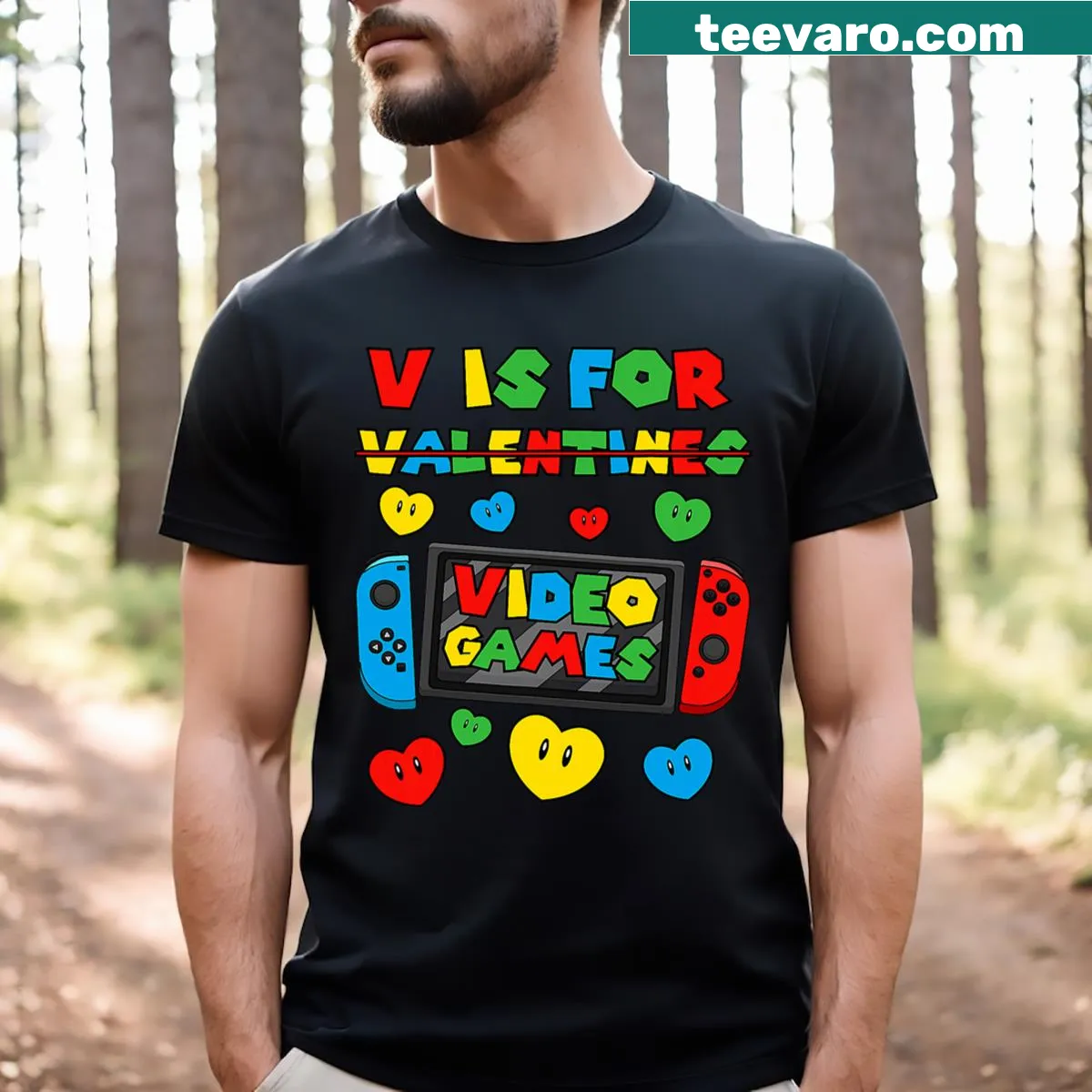 Funny gaming-themed T-shirt for Valentine's Day with playful typography. — on a men's t-shirt