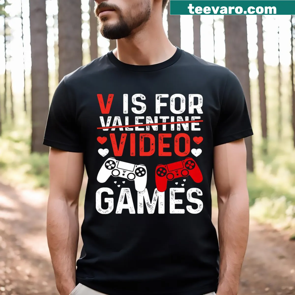 Valentine's Day themed graphic for gamers on a t-shirt — on a men's t-shirt