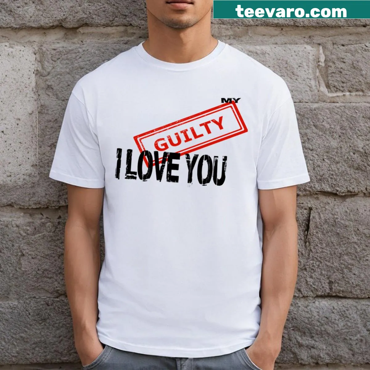 Valentine's Day themed T-shirt with a romantic graphic — on a men's t-shirt