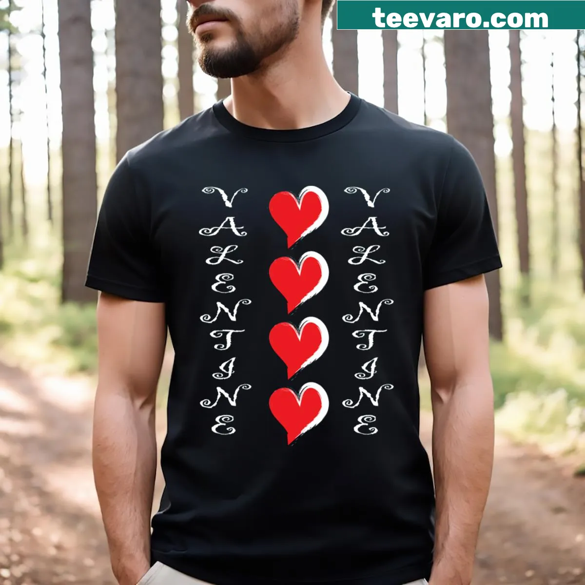 Playful Happy Valentine t-shirt with cute cat illustrations — on a men's t-shirt