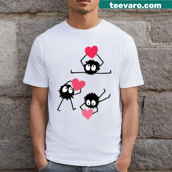 Fun Valentine's Day T-shirt with cartoon soot spirits