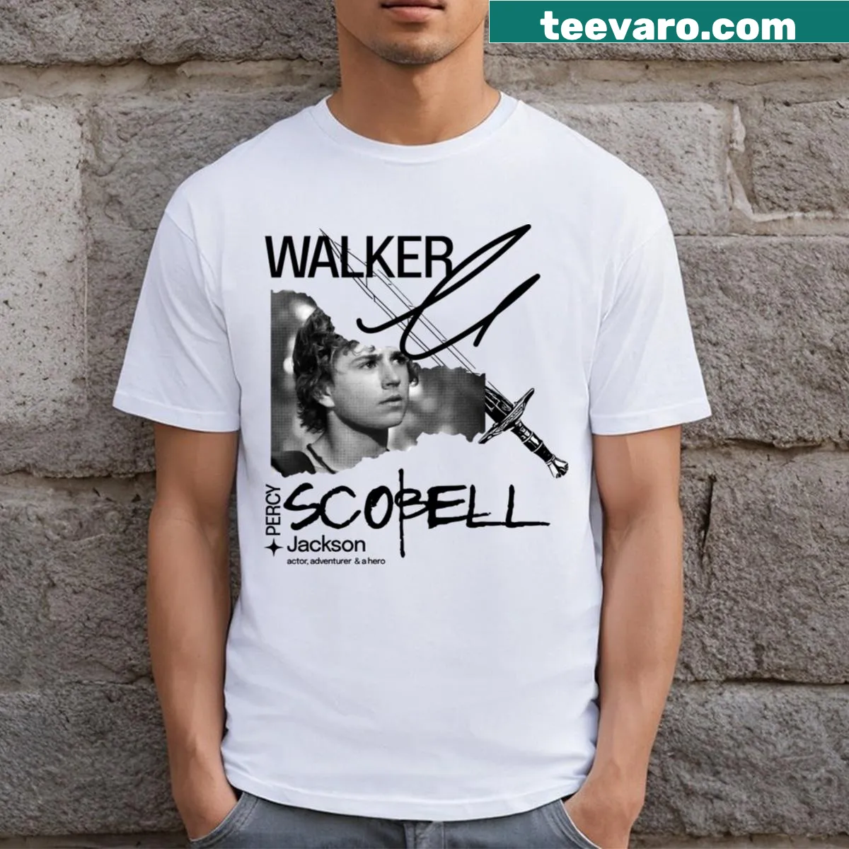 Stylish t-shirt featuring bold typography inspired by modern aesthetics — on a men's t-shirt