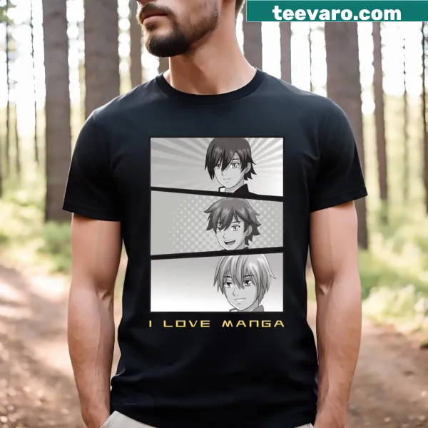 Minimalist black and white anime graphic on a T-shirt