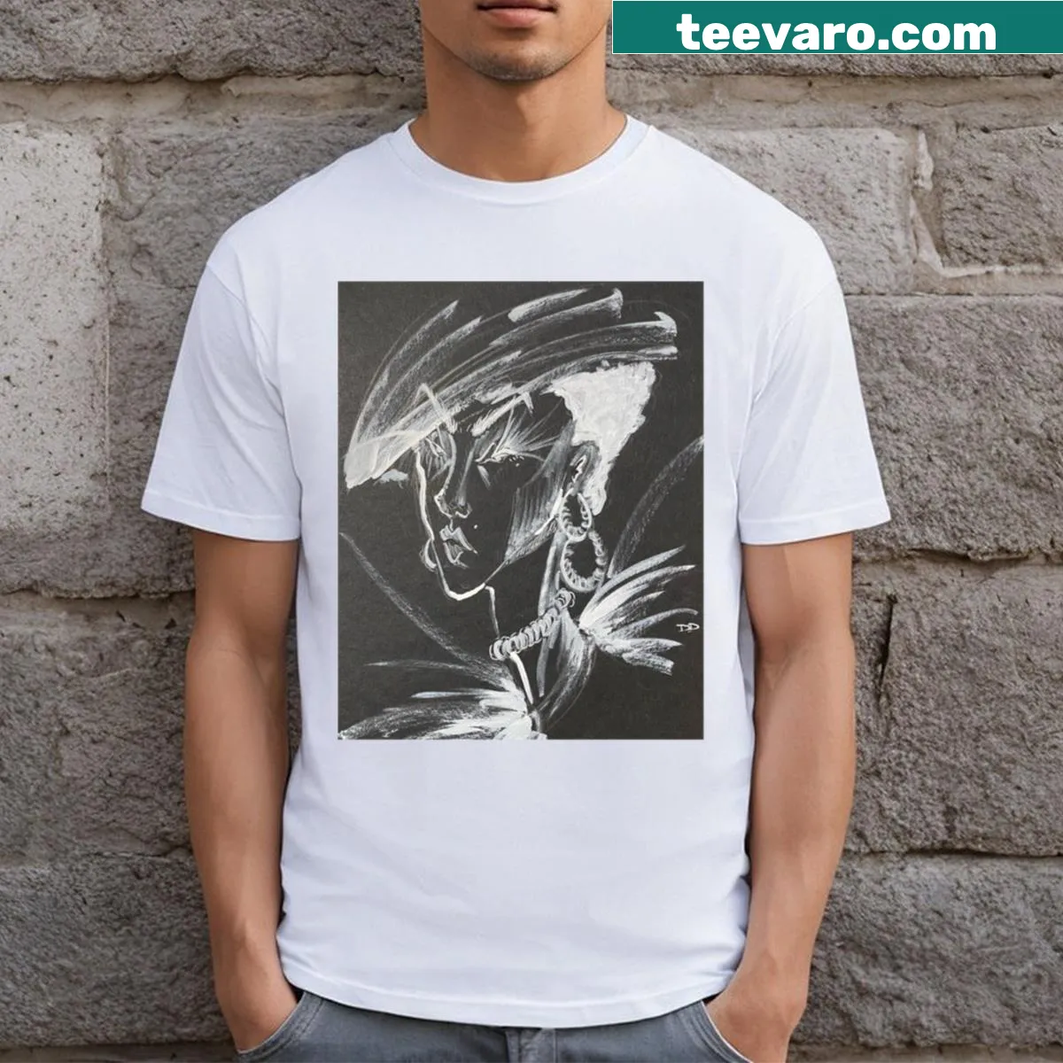 Bold portrait graphic design on a t-shirt — on a men's t-shirt