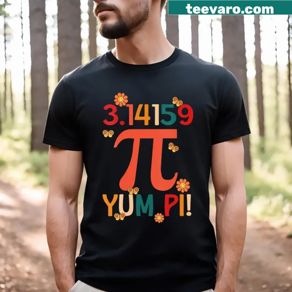 Playful V-neck t-shirt featuring the Pi symbol and math illustrations