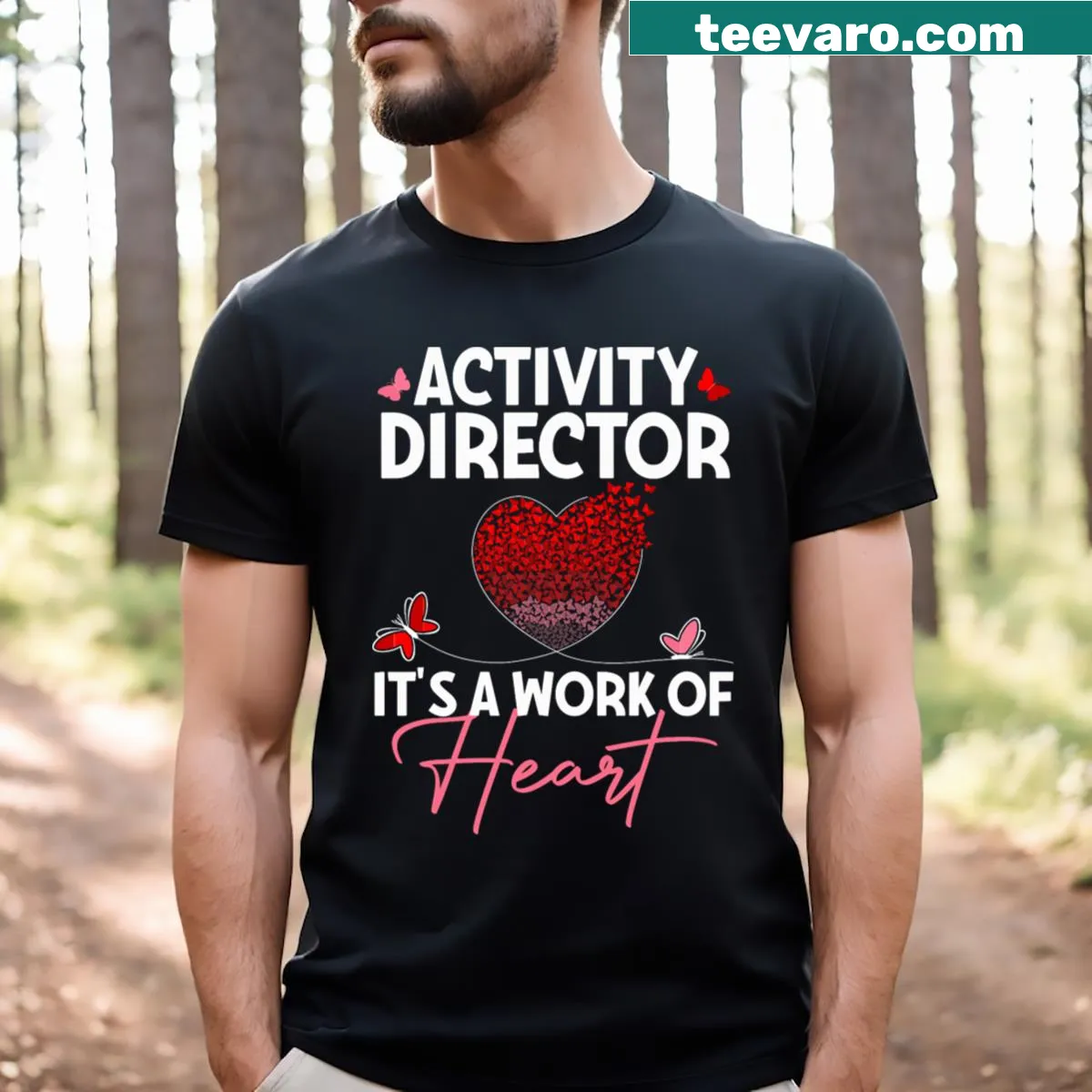 Hand-lettered 'Heart Appreciation' graphic on T-shirt for activity directors — on a men's t-shirt