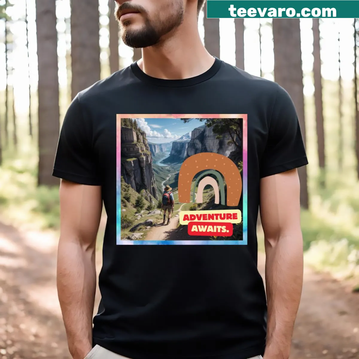 Inspirational Adventure Awaits T-shirt — on a men's t-shirt