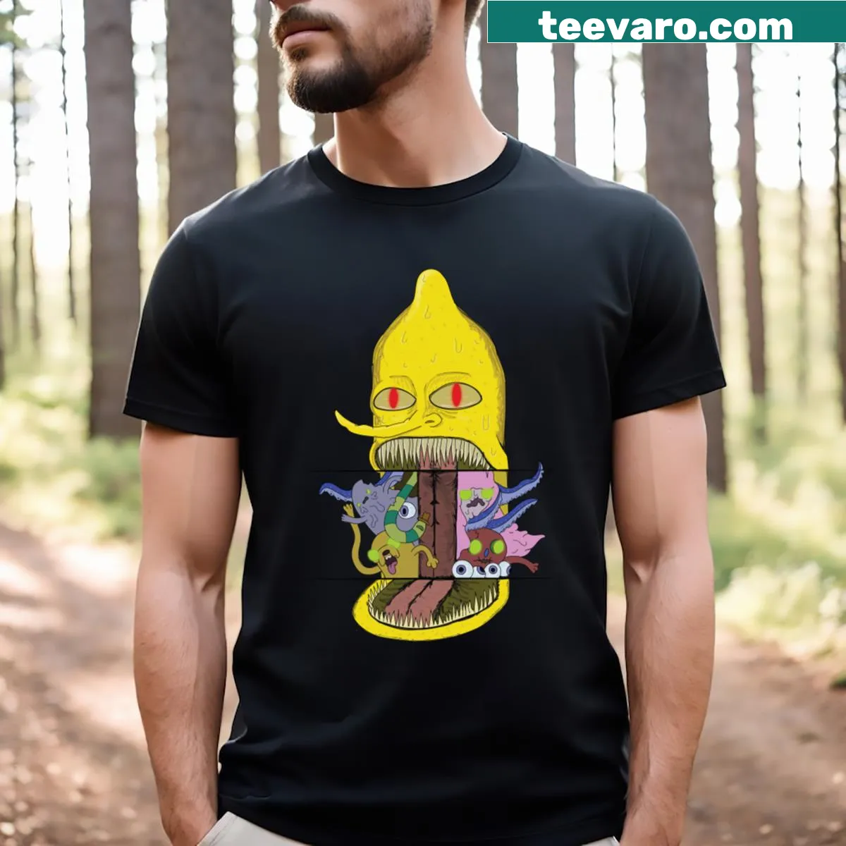 Creepy Adventure Time themed T-shirt — on a men's t-shirt