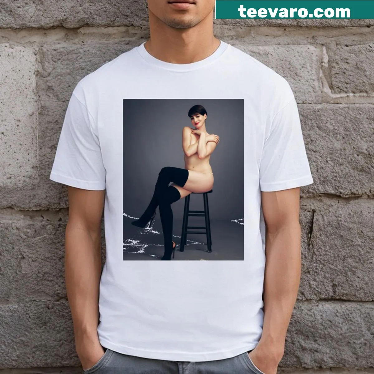 T-shirt celebrating Anne Hathaway's aesthetic with stylish design — on a men's t-shirt