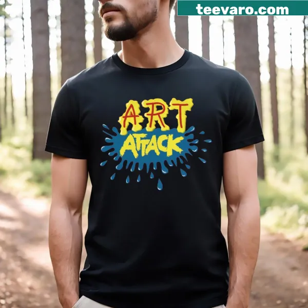 Art Attack t-shirt with playful typography celebrating creativity