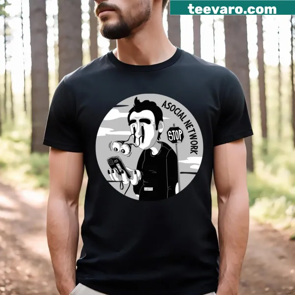 Asocial Network t-shirt with humorous text design.