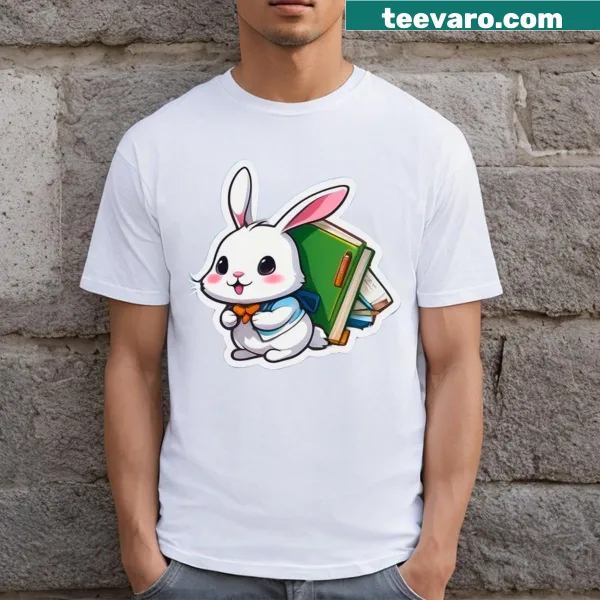 Cute Kawaii Bunny graphic on a T-shirt for kids.