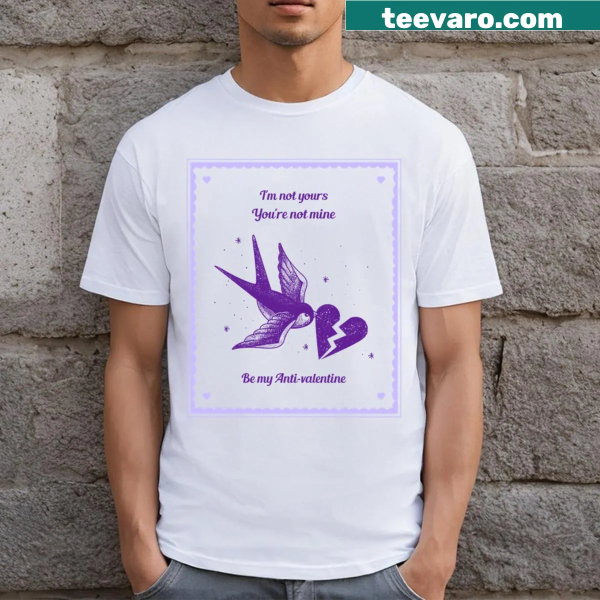 Edgy t-shirt with 'Be My Anti Valentine' text — on a men's t-shirt