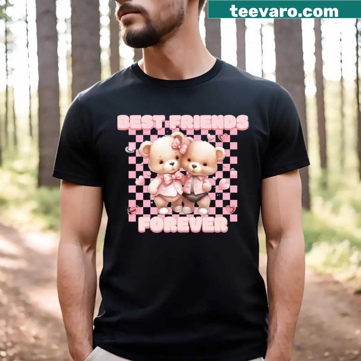Cute t-shirt depicting two bears as best friends — on a men's t-shirt