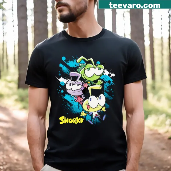 Whimsical snorks underwater graphic on a t-shirt