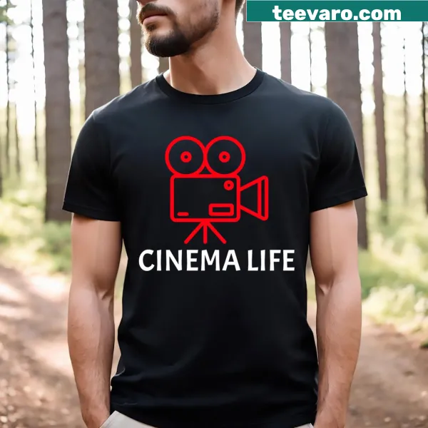 Cinema-themed t-shirt for men with bold typography