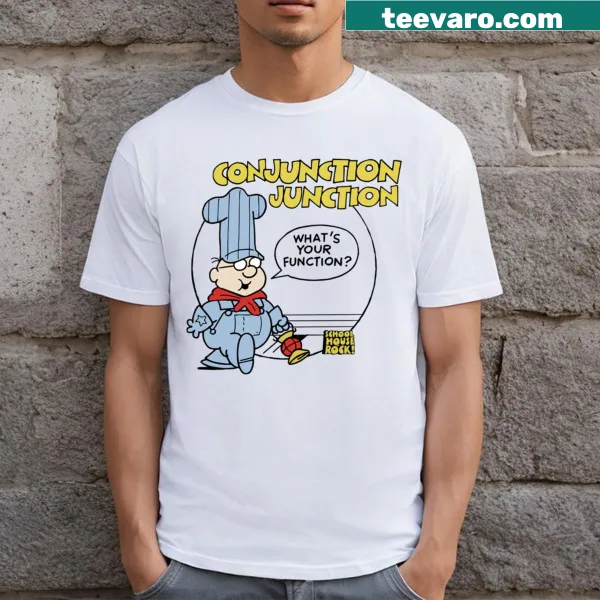T-shirt with playful text 'Conjunction Junction' for engineers