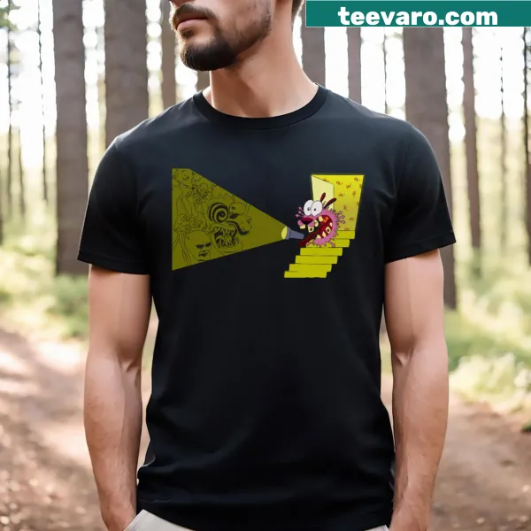 T-shirt featuring Courage the Cowardly Dog in a fun design