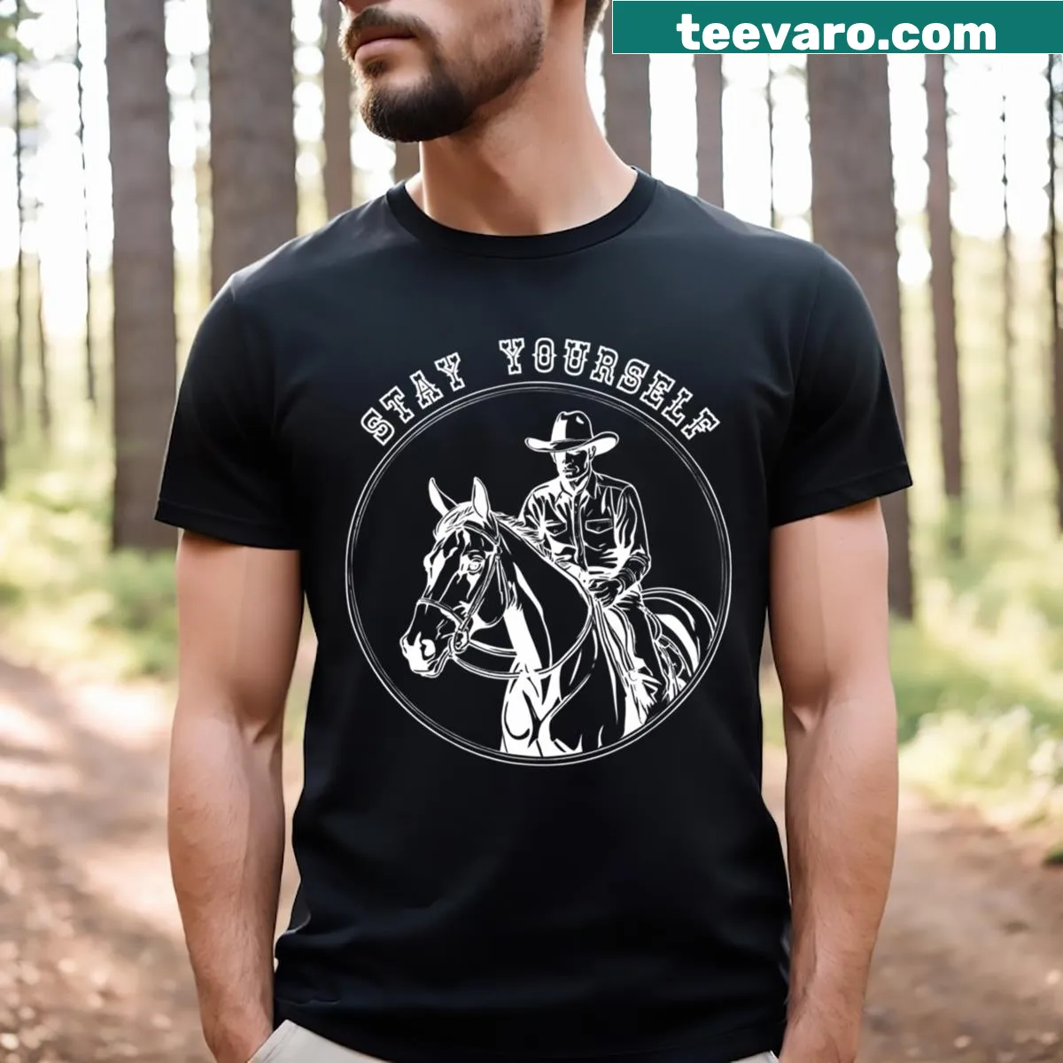 Illustrated cowboy T-shirt with the phrase 'You Won't Understand Stay Yourself' — on a men's t-shirt