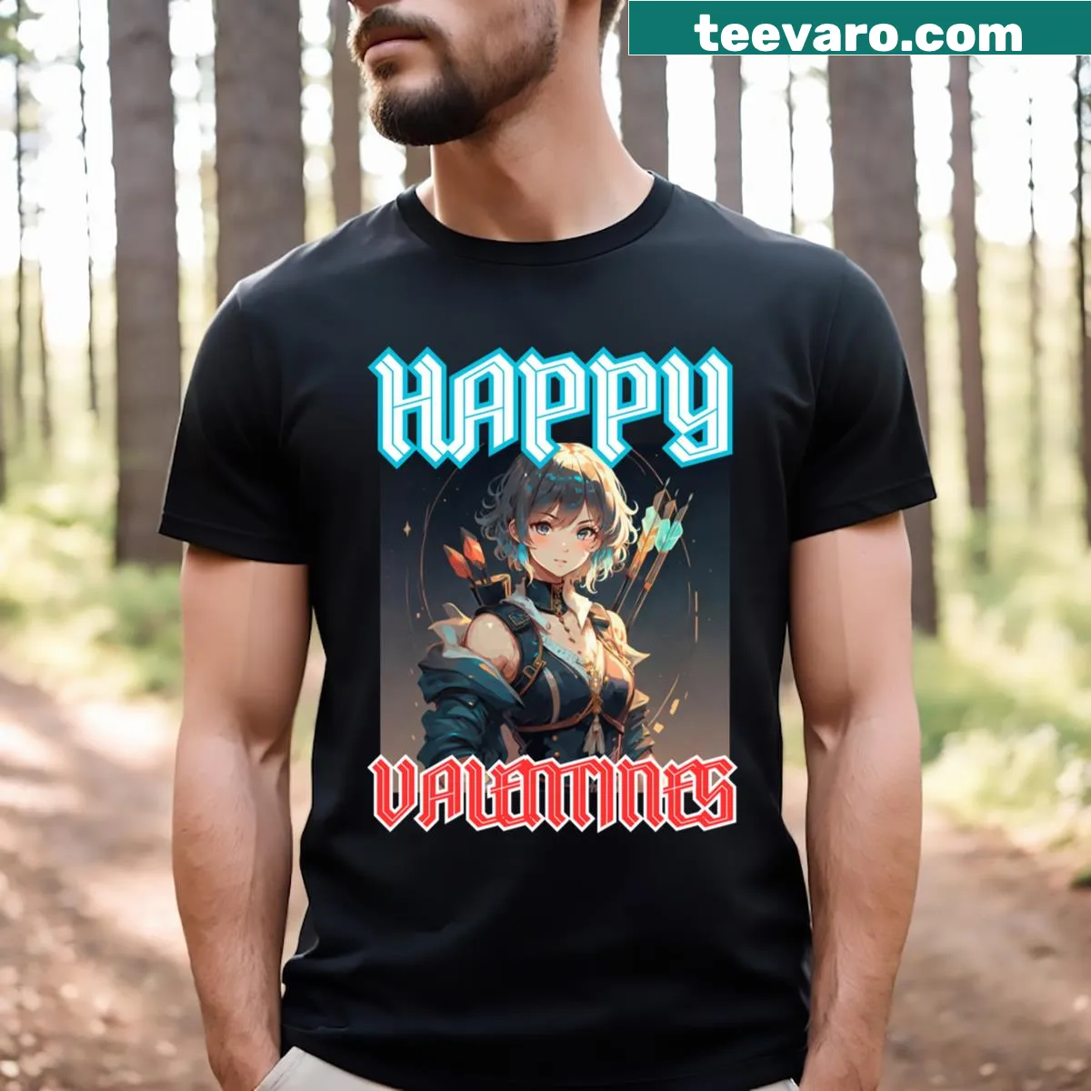 Cute Cupid T-shirt in anime style for Valentine's Day — on a men's t-shirt