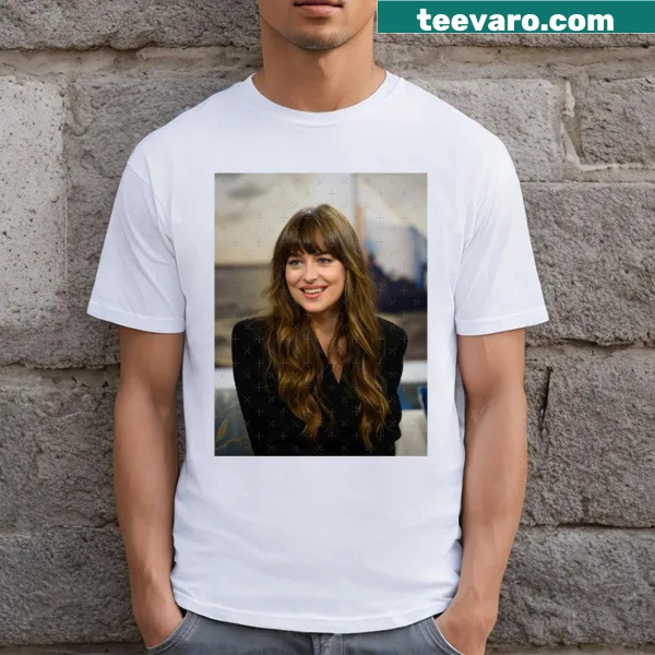 Charming graphic of Dakota Johnson on a pretty T-shirt