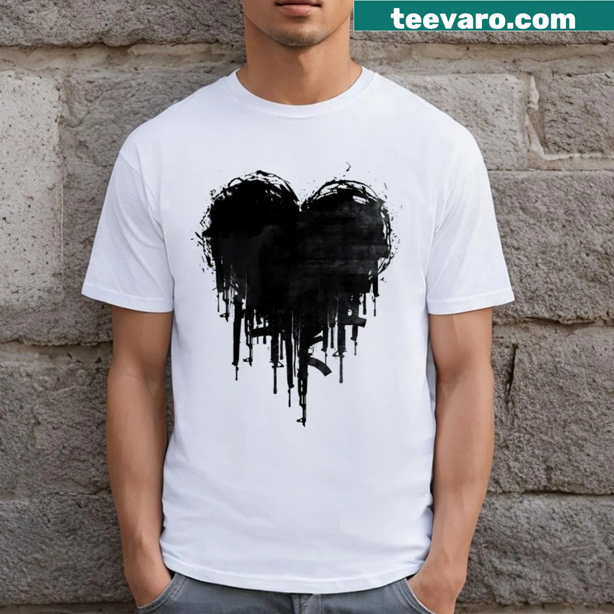 Intriguing dark heart graphic T-shirt — on a men's t-shirt