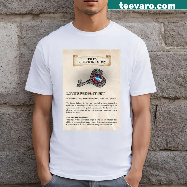 D&D-themed Valentine's Day T-shirt with dice and cards