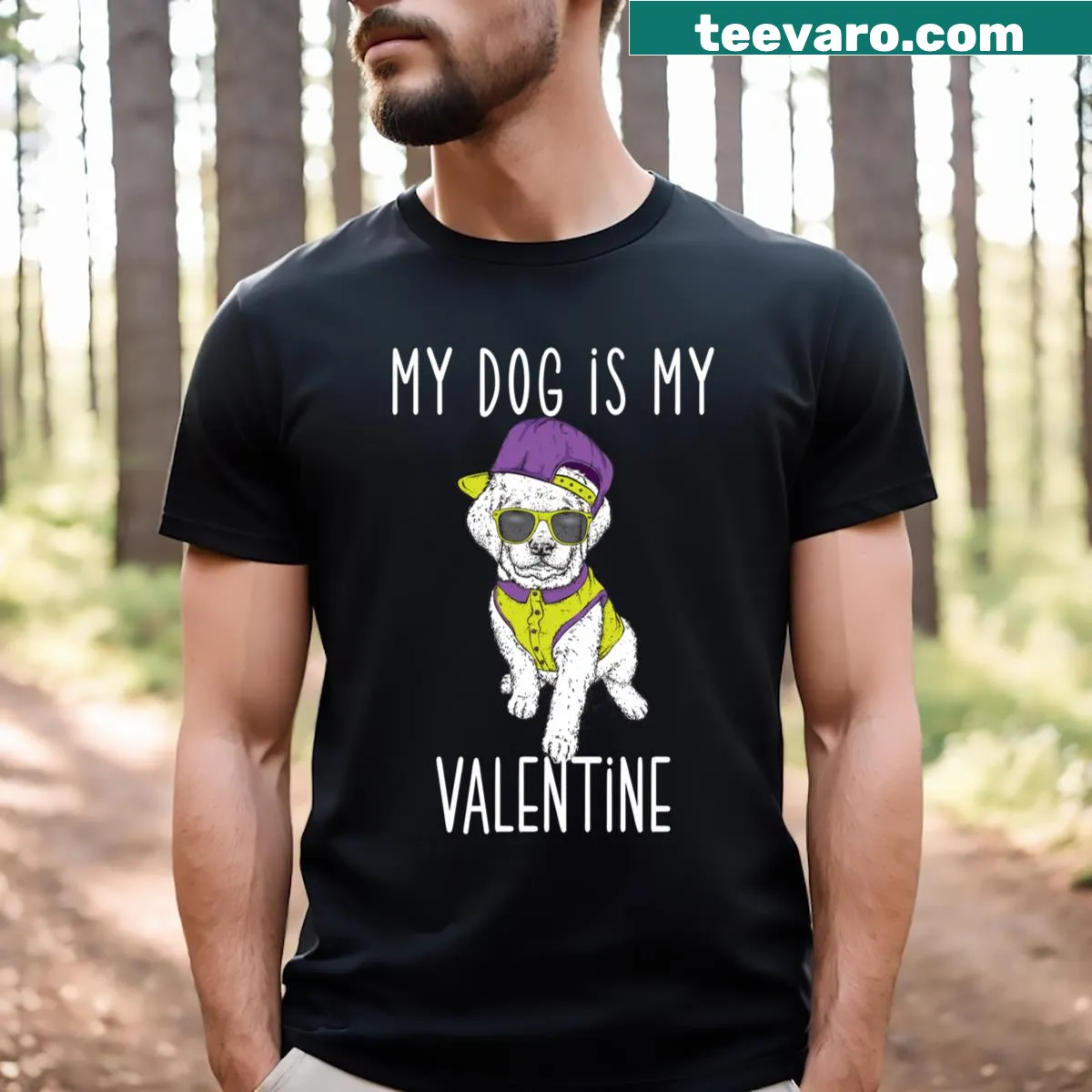 Dog-themed humor about being a Valentine on a T-shirt — on a men's t-shirt