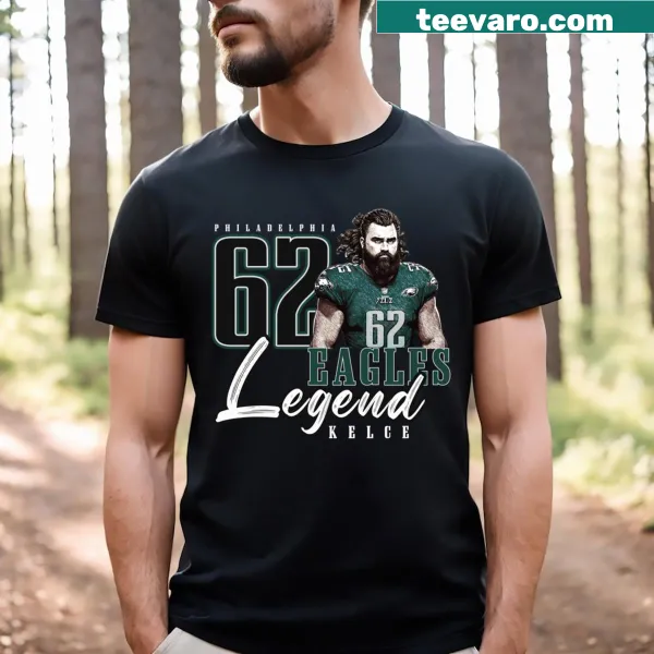 T-shirt featuring the name and number of Eagles legend Jason Kelce.