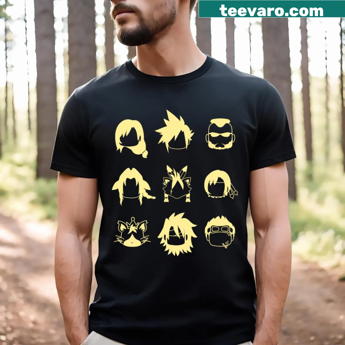 Illustration of Final Fantasy 7 characters on a t-shirt — on a men's t-shirt