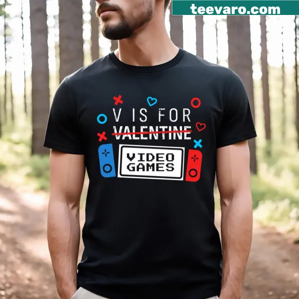 Funny valentine t-shirt for gamers with witty text
