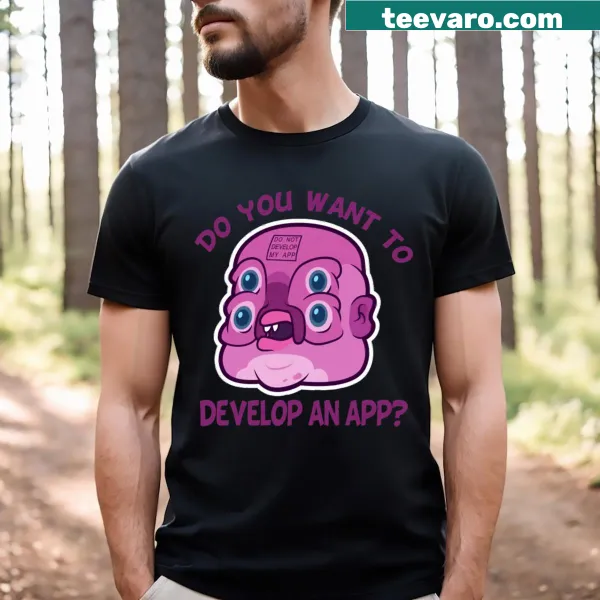 Playful t-shirt with the phrase 'Glootie Develop An App'