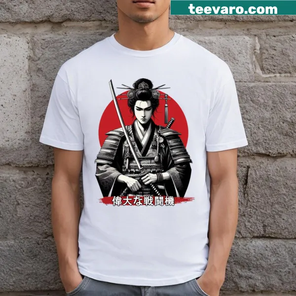 Illustration of a Great Samurai Warrior on T-shirt