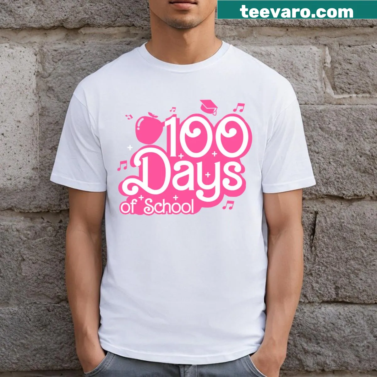 Celebratory T-shirt for teachers featuring 'Happy 100 Days Of School' — on a men's t-shirt