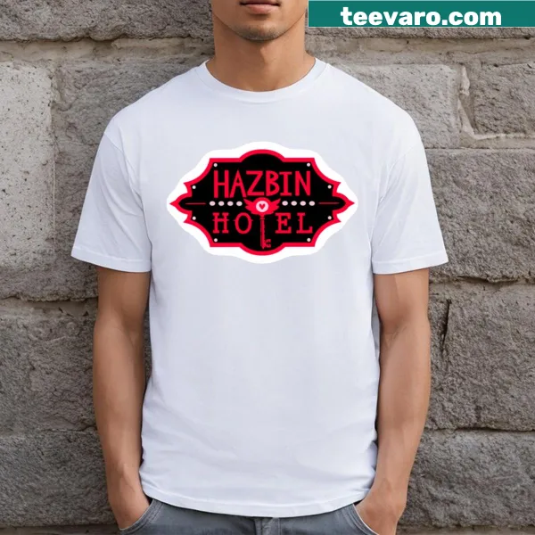 Cartoon logo of Hazbin Hotel on a T-shirt
