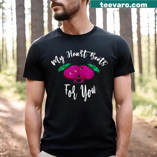 Funny t-shirt with 'Heart Beets' text and a beet graphic for Valentine's Day.