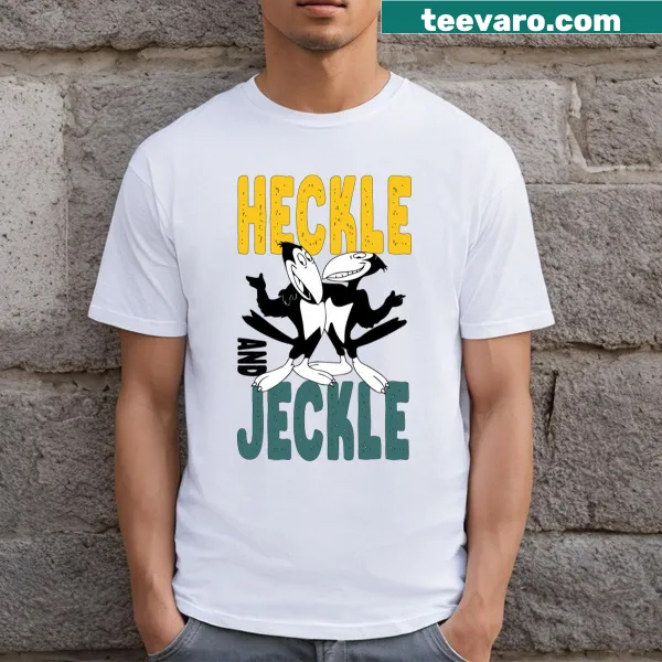 Vintage-style t-shirt featuring Heckle and Jeckle from classic cartoons.