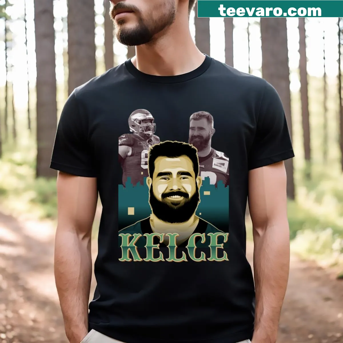 Jason Kelce Philadelphia Eagles T-shirt with player's name — on a men's t-shirt