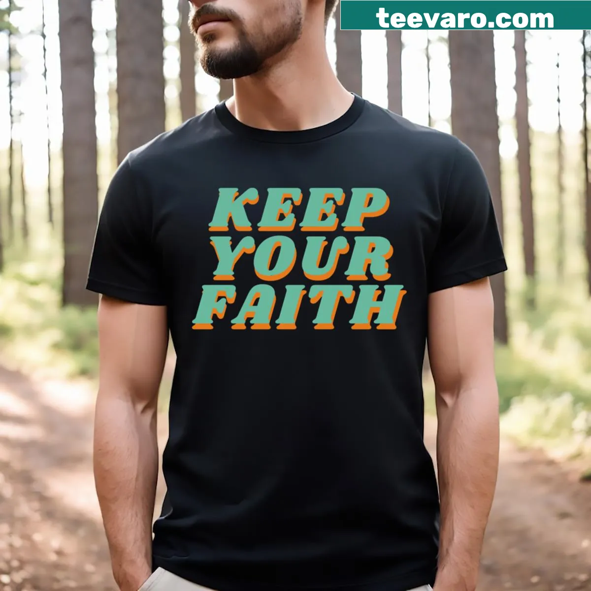 Inspirational 'Keep Faith' T-shirt design — on a men's t-shirt