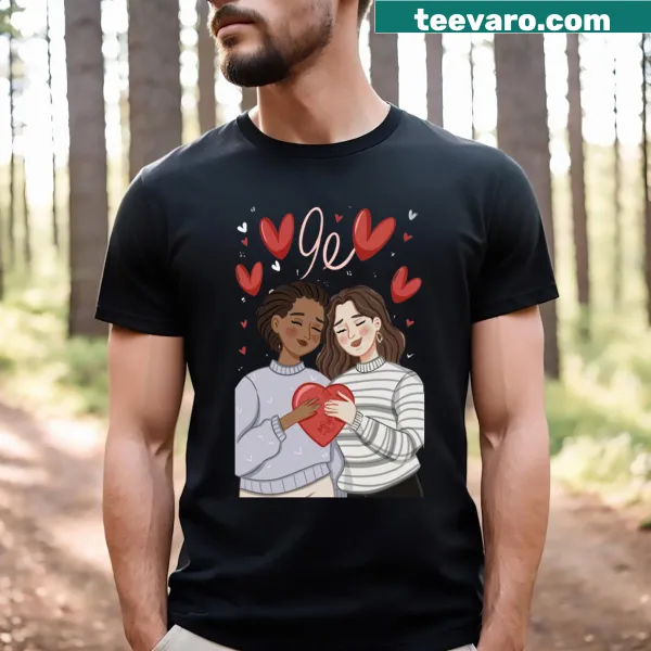 Cute Lesbian Valentine's Day t-shirt with 'Together' typography
