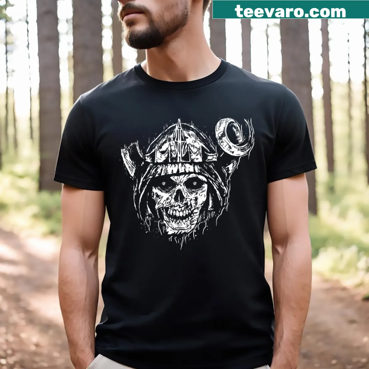 Whimsical t-shirt featuring 'Lich But In White Ink' typography — on a men's t-shirt