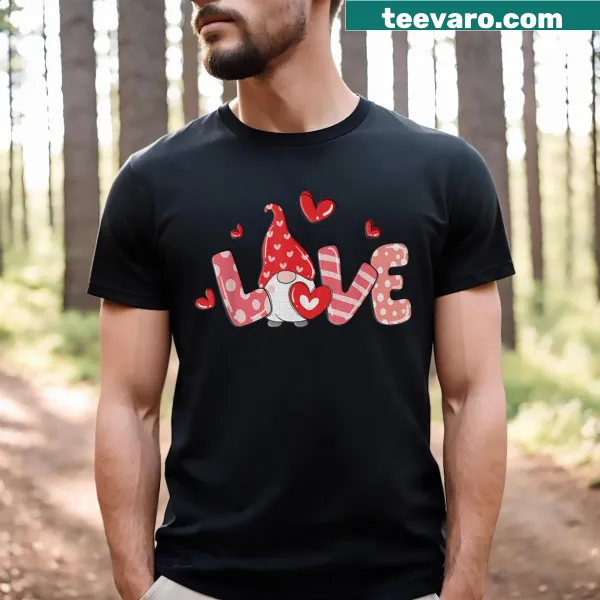 Children's T-shirt featuring heart gnomes for Valentine's Day