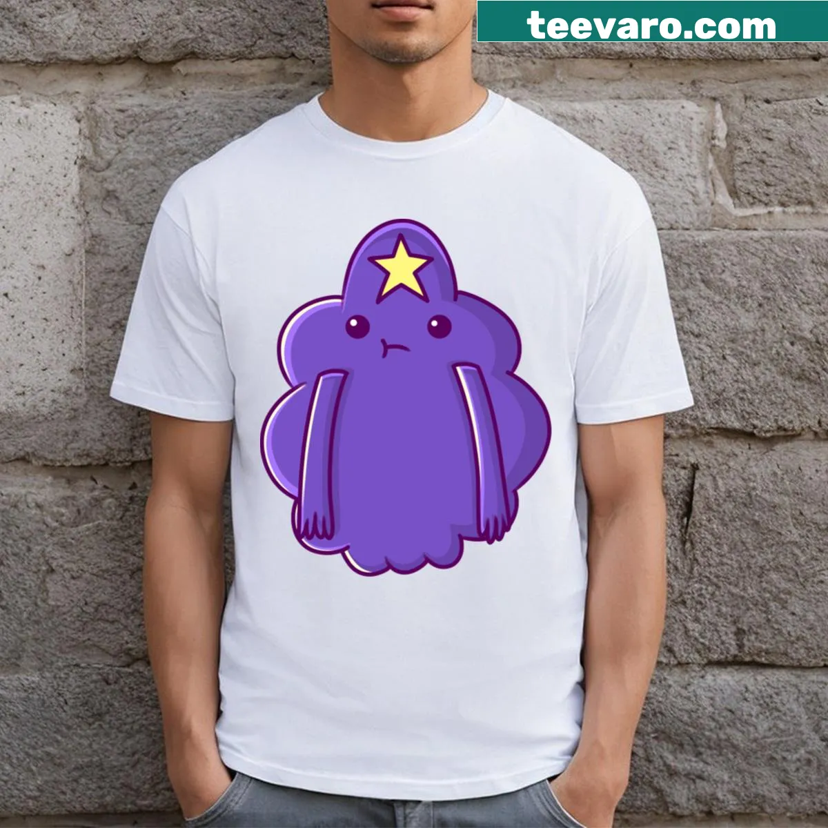 Lumpy Space Princess t-shirt featuring the character in playful design — on a men's t-shirt