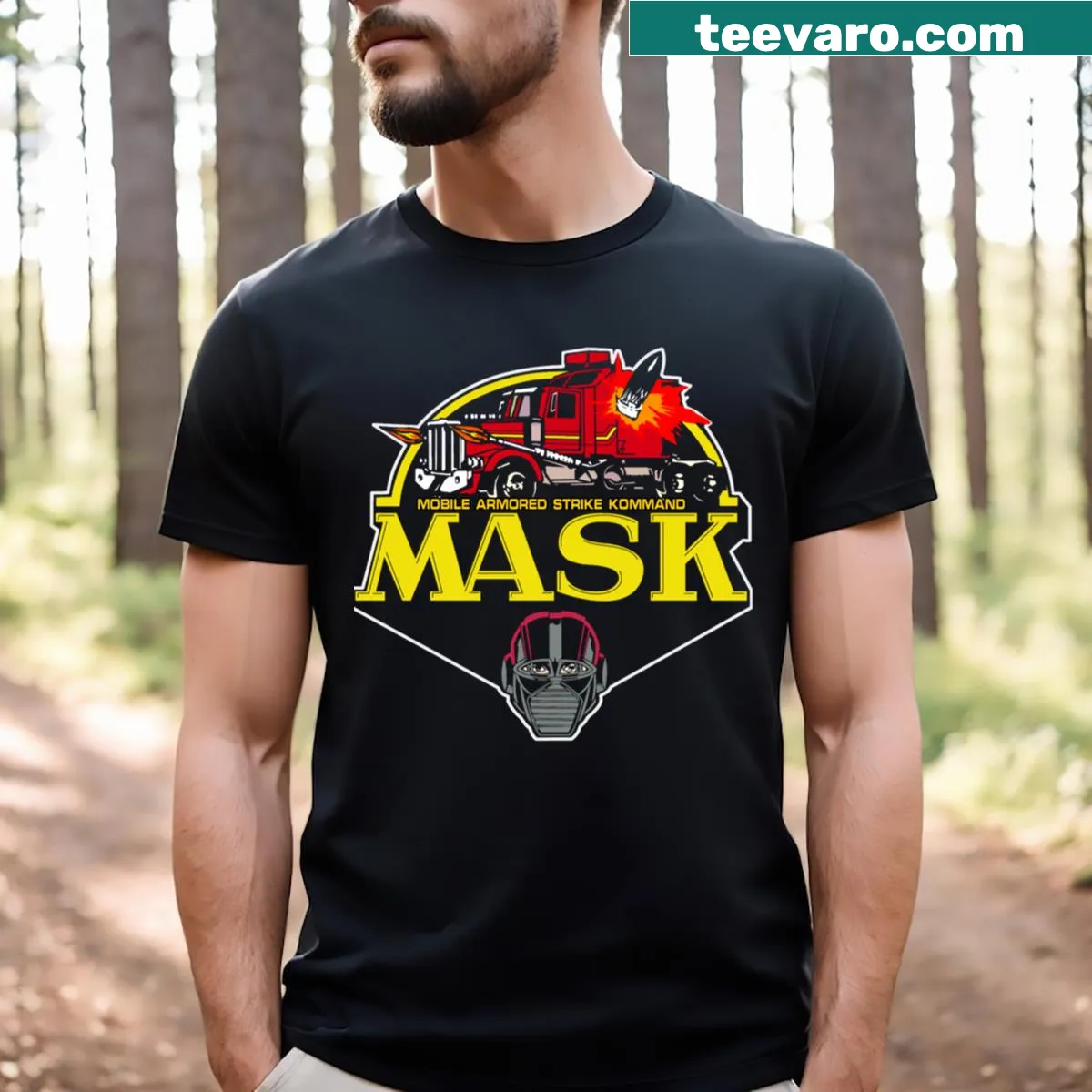 Retro T-shirt featuring Mobile Armored Strike Kommand design. — on a men's t-shirt