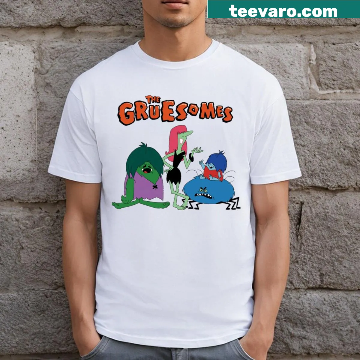 Cartoon design featuring the Gruesomes on a T-shirt. — on a men's t-shirt