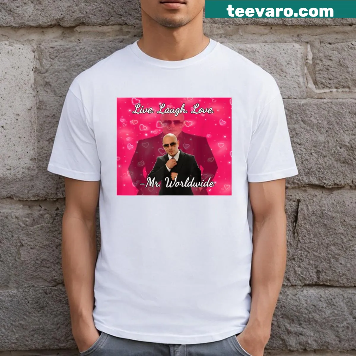 Valentine's T-shirt featuring Mr. Worldwide — on a men's t-shirt